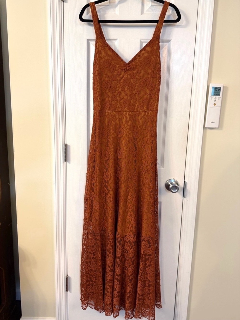 Mia Joy Carmel Slip Rust Lace Maxi Dress Medium NWT Fall Wedding Guest